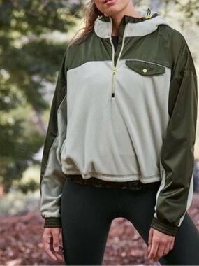 ATHLETA Zion Microfleece Half Zip Pullover Jacket Opal Green, Sz L